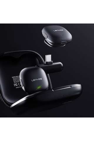 Lenyes Lm210 Type-c Portlu Yapay Zeka Gürültü Önleyici Özellikli Kablosuz Yaka Mikrofonu Siyah