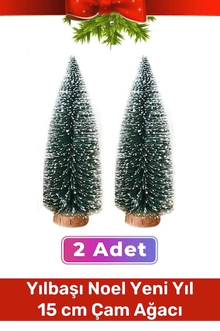 Mini Çam Masaüstü Minyatür Dekorasyon Küçük Süs Kar Yeni Yıl Noel Yapay Sedir Ağacı 15cm 2 Adet