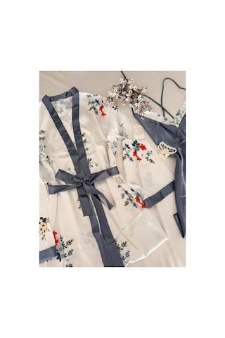 Mh Moony Homewears 2'li Grilla Gri Gecelik Sabahlık Seti Gri