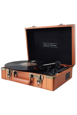 Record Master T317UB Bluetooth Şarj Edilebilir Retro Pikap Kahverengi