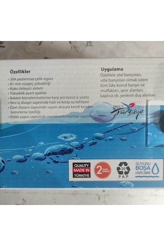 Özbest Duş Kanalı Izgarası Yer Izgara 40 Cm Paslanmaz Çelik Türk