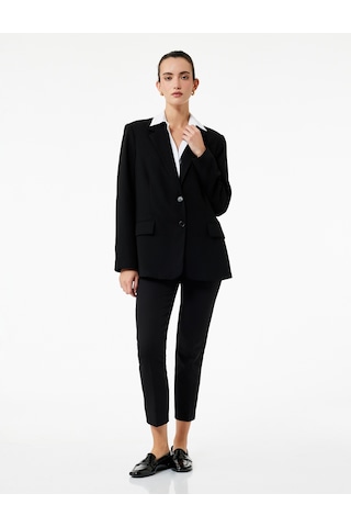 Koton Cepli Yüksek Bel Slim Fit Cigarette Pantolon Siyah 7wak40019uw