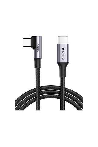 Ugreen Usb-c 100w 5a Qc Pd 90 Derece Örgülü Hızlı Şarj Kablosu, 1 Metre, Siyah, 70643 -