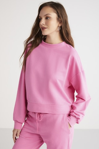 Ethıquet Savannah Kadın İçi Polarsız Bisiklet Yaka Beli Ve Paçası Lastikli Comfort Fit Pembe Eşofman Pempe