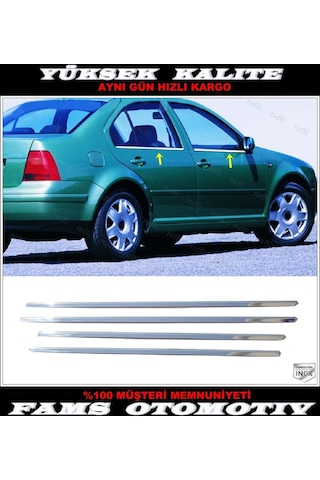 Vw Bora Krom Cam Çıtası 4 Prç. 1998-2004 P.  Çelik