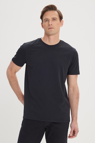 Ac&co Erkek Sıyah Slim Fit Dar Kesim Pamuklu Bisiklet Yaka Tişört SIYAH