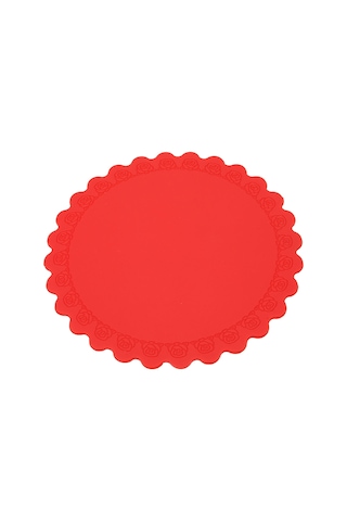 Maiyame Kırmızı Gül Kenarlıklı Kaliteli Silikon Isıl Yalıtım Matı Çerez Tencere, Kase, Mutfak Tezgahı Koruyucu, Isıya Dayanıklı, Temizliği Kolay