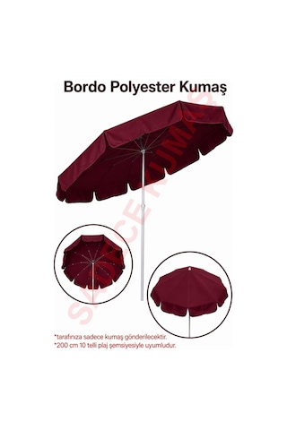 Bordo Polyester Kumaş, 200 Cm / 10 Telli Plaj Şemsiyesi Uyumlu