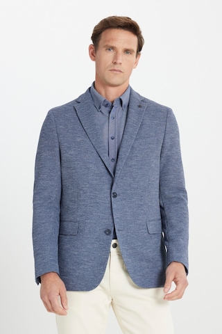 AC&Co / Altınyıldız Classics Erkek Indıgo Regular Fit Rahat Kesim Mono Yaka Desenli Kapak Cepli Ceket Indıgo