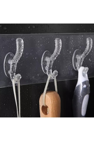 Sengenegel 5'li Kendinden Yapışkanlı Kapı Duvar Askısı Ağır Yük Taşıma 6x6cm Şeffaf Güçlü Yapışkanlı Askı Şeffaf