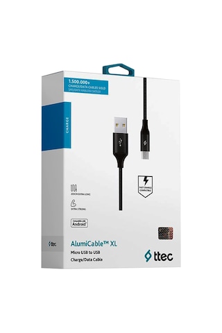 Ttec AlumiCable XL Micro USB Kablo Siyah 2M - 2DK21S