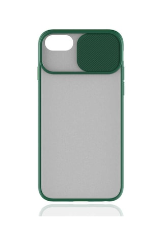Noktaks - Apple Uyumlu iPhone 8 Plus - Kılıf Slayt Sürgülü Arkası Buzlu Lensi Kapak - Siyah T14508 Siyah