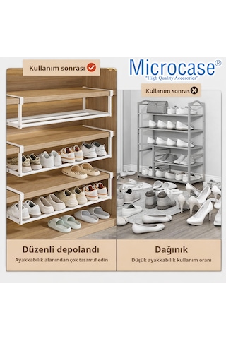 Microcase Dolap İçi Ekstra Alan İçin Metal Ayakkabı Standı 10x20x40-65 Cm 3 Adet Al5457 Beyaz