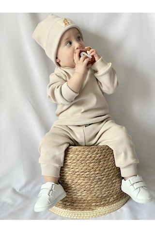 MiaBaby Bereli Üçlü Takım 001 Bej