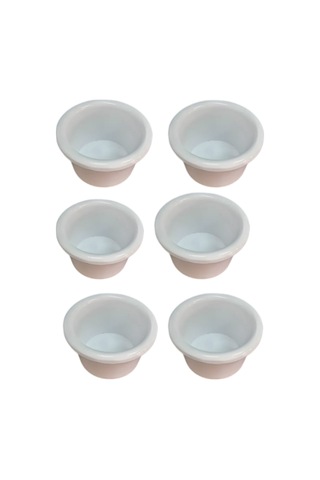 6 Lı Küçük Yuvarlak Sosluk Melamin, Dayanıklı, 5,5 Cm Derinlik 3 Cm Beyaz