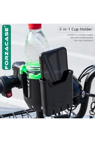 Forzacase Motosiklet Bebek Arabası İçin Bardak Ve Telefon Tutucu - Fc999 Siyah
