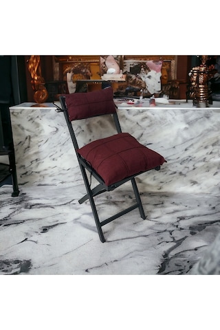 Modern Style Home Minderli Balkon Bahçe Mutfak Bistro Set Katlanır 4+1 Masa-sandalye Bordo