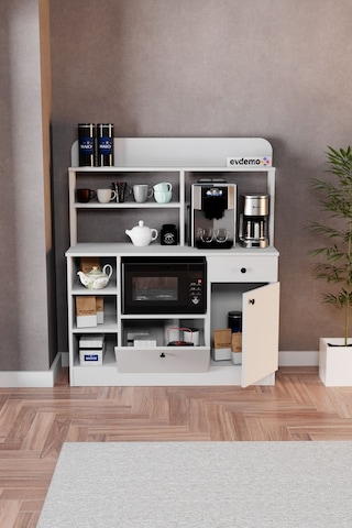 Latte Çok Amaçlı Dolap Kahve Köşesi Beyaz Beyaz