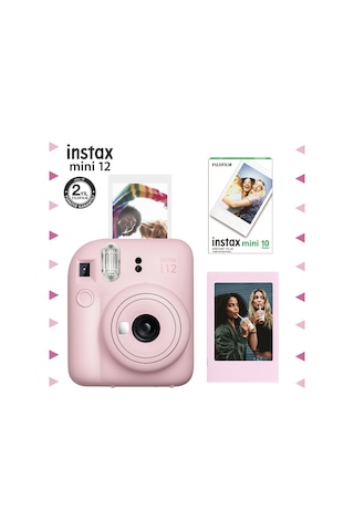 Fujifilm Instax Mini 12 Fotoğraf Makinesi + Çerçeve + 10'lu Mini Film Seti Pembe