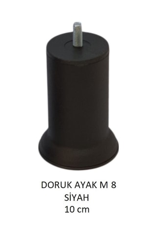 Doruk Ayak, Cıvatalı Baza Koltuk Dolap Ayağı, Metal, Siyah, M8, 10 Cm Siyah