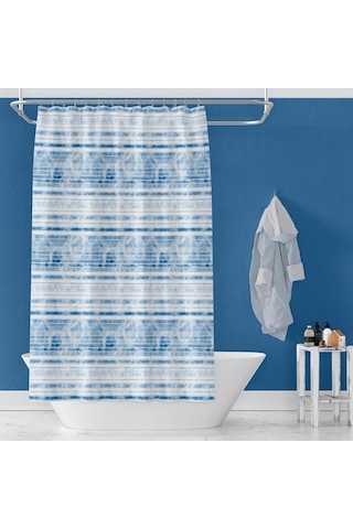 Banyo Perdesi 1x100x200 Tek Kanat Duş Perdesi Halka Hediyeli Duşakabin Perdesi 3637 Mavi