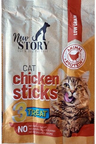 New Story Tavuk Etli Kedi Ödül Çubukları Chicken Cat Sticks 3 x 5 G