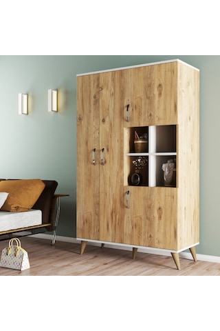 tanmob Maxi 4 Kapaklı Askılıklı Raflı Çok Amaçlı Dolap Çam - Grd0102