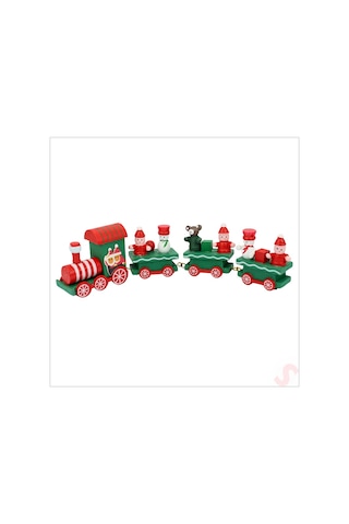Yılbaşı Dekorasyonu, Ahşap Tren Seti - 22 Cm