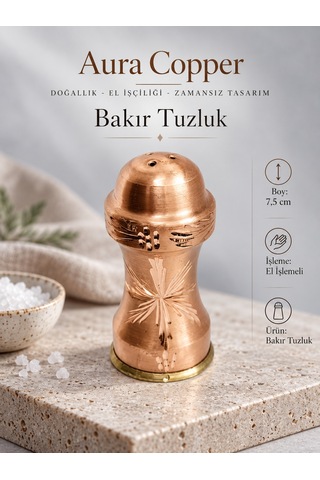 Aura Copper El İşlemeli Bakır Tuzluk Dekoratif Sofra Tuzluğu Ve Baharatlık Ac-tz-001