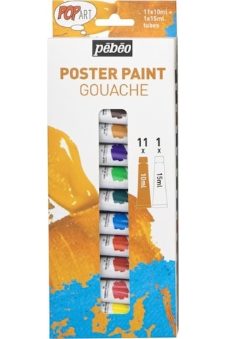 Pebeo Pop Art Guaj Boya Seti 11x10ml + 15ml Beyaz 669800 Karışık Set