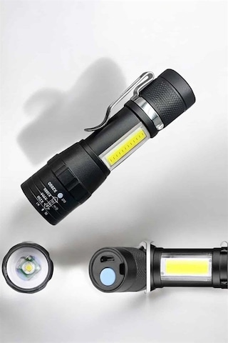 Tek El Feneri Led Usb Şarjlı Zoom Mini Led Işık Acil Durum Feneri Najmaddin ANTRASİT