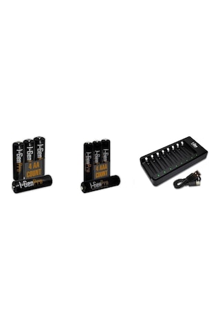 G821 8'li Pil Şarj Aleti + 4 Adet Aa Pro 2950 Mah + 4 Adet Aaa Pro 1100 Mah Şarjlı Kalem Pilli Set 1.2v Ni-mh