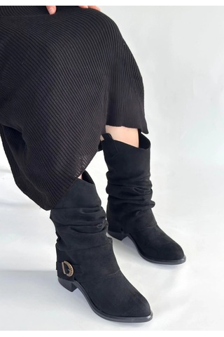 Biçomi Canty Siyah Süet Körüklü Topuklu Çizme Çok Renkli