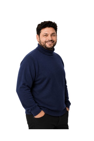 Battalmoda Erkek Büyük Beden Koyu İndigo Tam Balıkçı Pamuklu Kazak 3xl-4xl-5xl-6xl Koyu Indigo