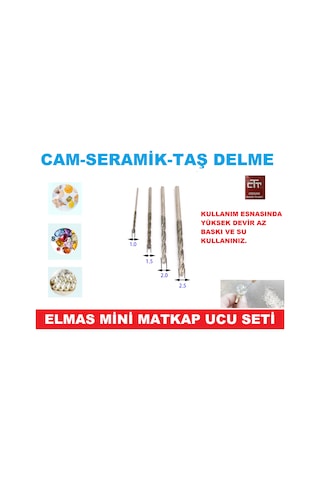 Elmas Kumlu Mini Matkap Ucu Seti Cam-Seramik-Taş Delme