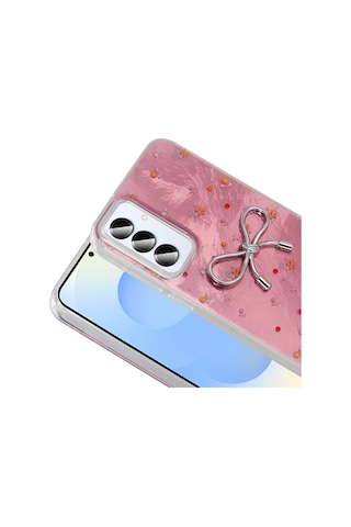 Galaxy S24 Fe Uyumlu Uyumlu Kılıf Kamera Korumalı Figürlü Zore Ponti Silikon Kapak - Açık Pembe AÇIK PEMBE
