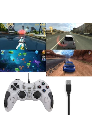 Kablolu Çift Titreşimli Pc Konsol Oyun Kolu Gamepad Al4630 Yk6005