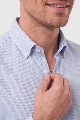 Rizzup Erkek %97 Pamuk Slim Fit Dar Kesim Petek Dokulu Likralı Örme Mavi Gömlek 2600707