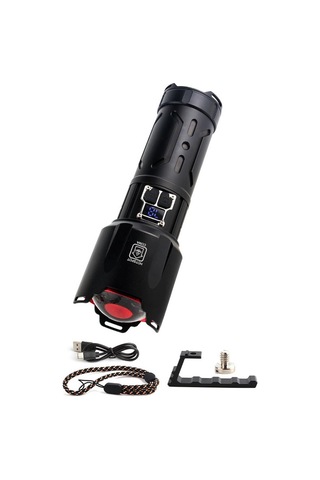 Bd-2406 30w Tg Led Alüminyum Alaşımlı Zoomlu Type-c Dijital Göstergeli Şarjlı El Feneri