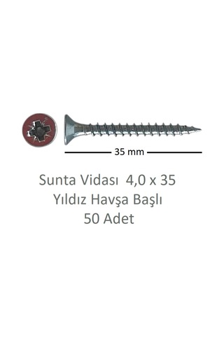 Sunta Vidası, 4,0 X 35 Mm, 50 Adet, Yhb Vida 4 x 35