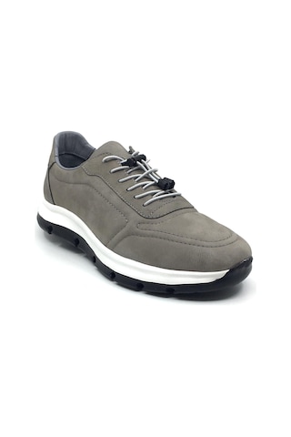 Taşpınar Hakiki Nubuk Deri Ortopedik Erkek Günlük Akıllı Bağcıklı Yazlık Ayakkabı + Sünger Gri Nubuk