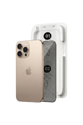 Fulltech Magicbox iPhone Uyumlu 16 Pro Max Premium Tempered Glass Aparatlı Ekran Koruyucu - Privacy