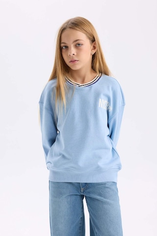 DeFacto Kız Çocuk Relax Fit V Yaka Baskılı Sweatshirt D6987A824WNBE734 Mavi