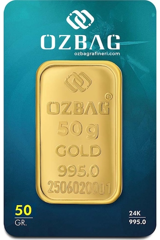 AgaKulche 24 Ayar 50 gr 995 Özbağ Külçe Altın