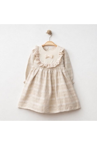 Baby Corner Keten Kız Bebek Elbise Bej
