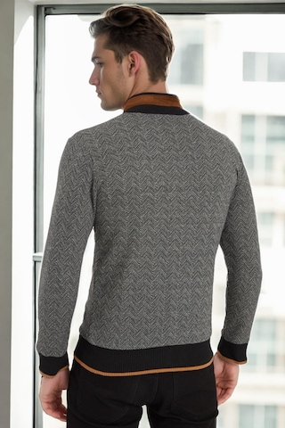 9021 Dewberry Erkek Sweatshırt-balıksırtı Siyah Balıksırtı Siyah