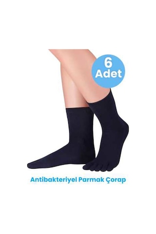 Tezzgelsin Kadın 6'lı Bambu Parmak Çorap 36-44 Numara Lacivert