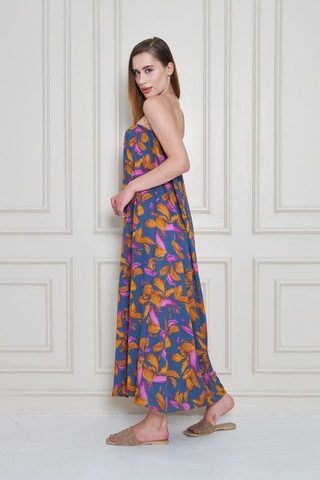 Kadın Straplez Astarlı Şifon Midi Yazlık Elbise 3753374 Pembe - Beyaz