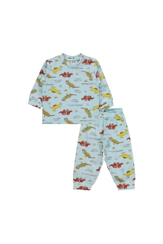 Civil Baby Dino Yazılı 6-18 Ay Pijama Takımı - Mavi Turkuaz