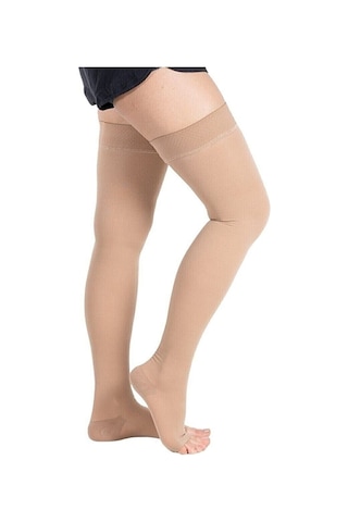 Vizor Comfort Seri Orta Basınçlı 23 - 32 Mmhg Diz Üstü Uyluk Boyu Çorabı Burnu Açık